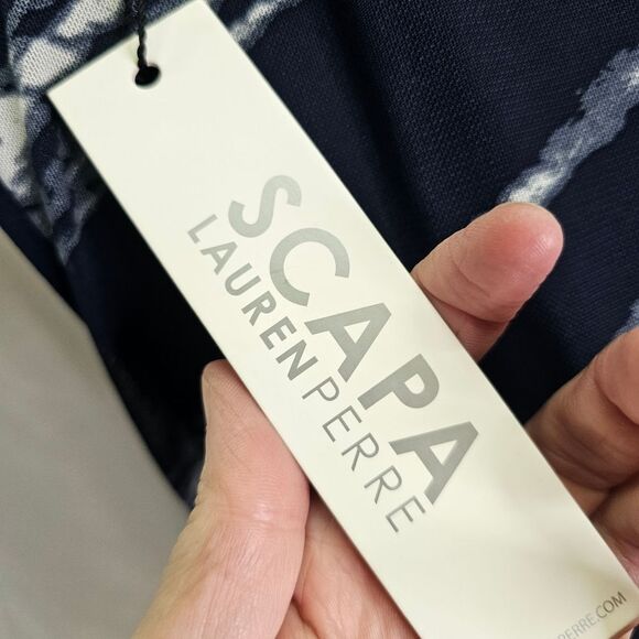 SCAPA Lauren Perre Navy Blue Overlay Shift Dress Size XL - Picture 5 of 9